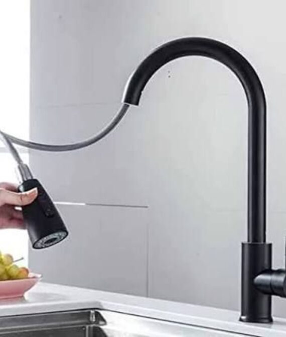 Premium SS304 Pull-Out Kitchen Faucet (Matte Black)