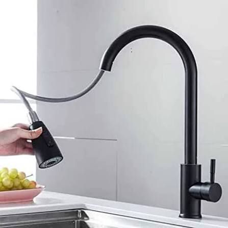 Premium SS304 Pull-Out Kitchen Faucet (Matte Black)