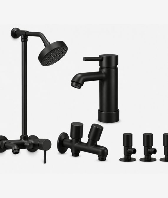 3 Star Aquana Complete Bathroom Set 8-Pcs – Black Finish