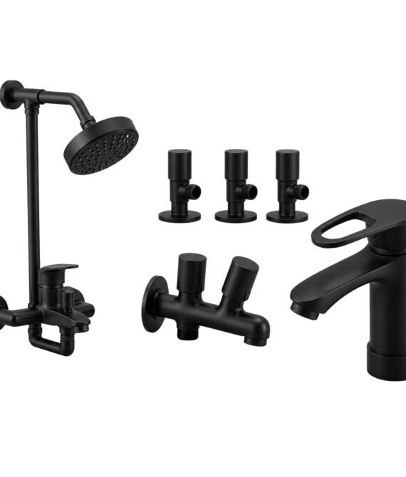 3 Star Pure Complete Bathroom Set 8-Pcs – Black Finish