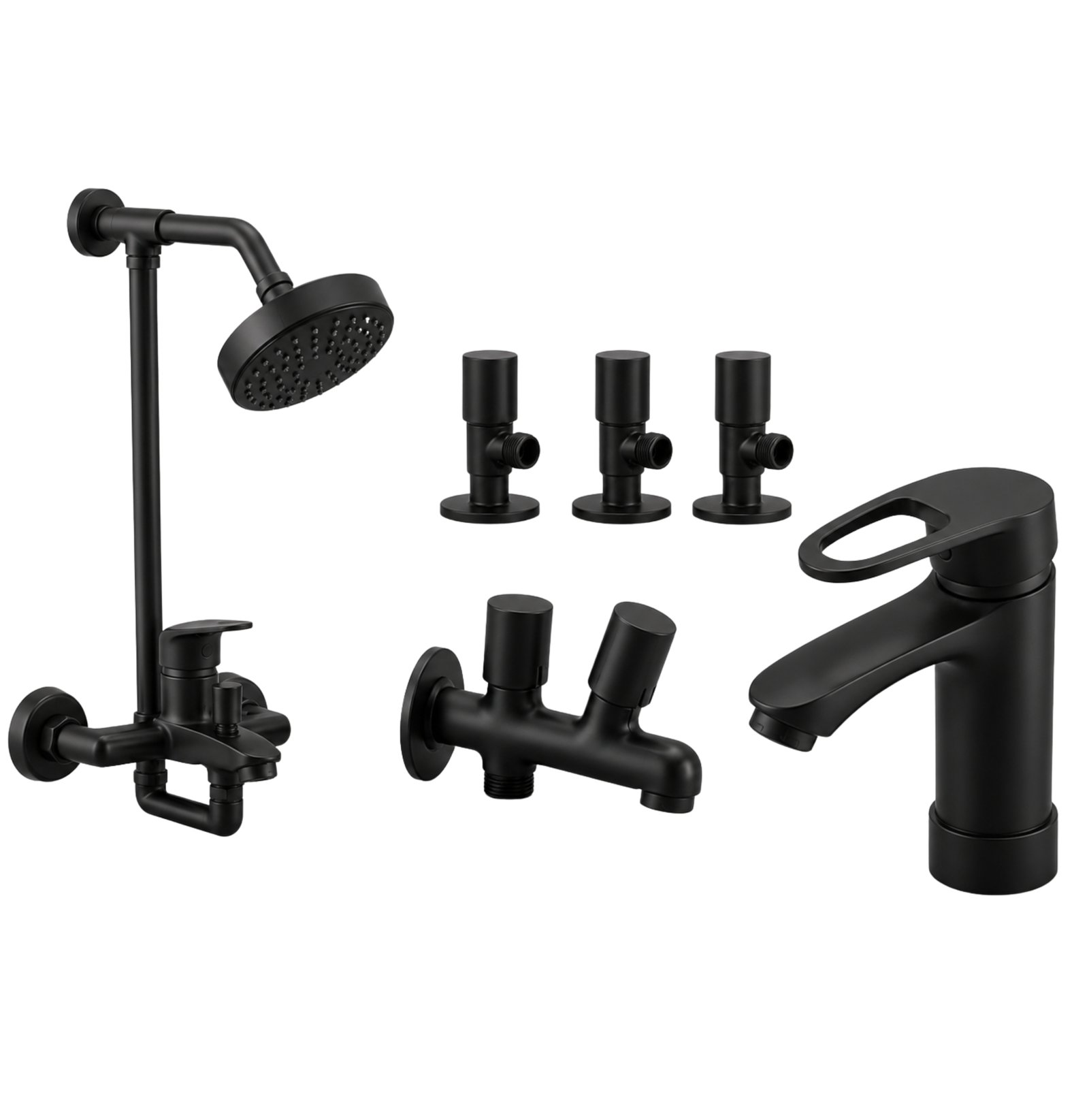 3 Star Pure Complete Bathroom Set 8-Pcs – Black Finish