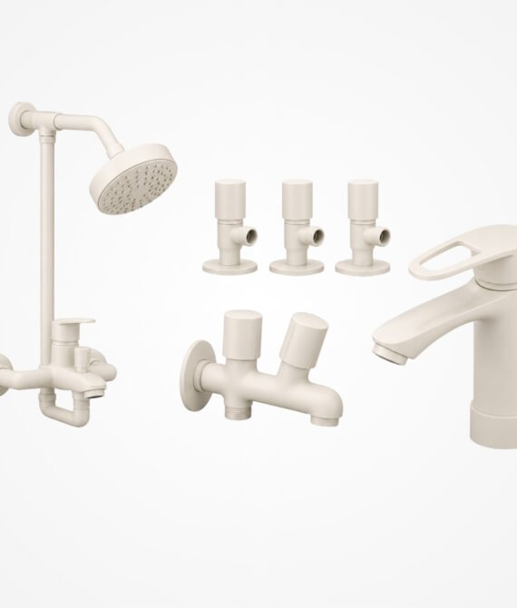 3 Star Pure Complete Bathroom Set 8-Pcs – Off White Finish