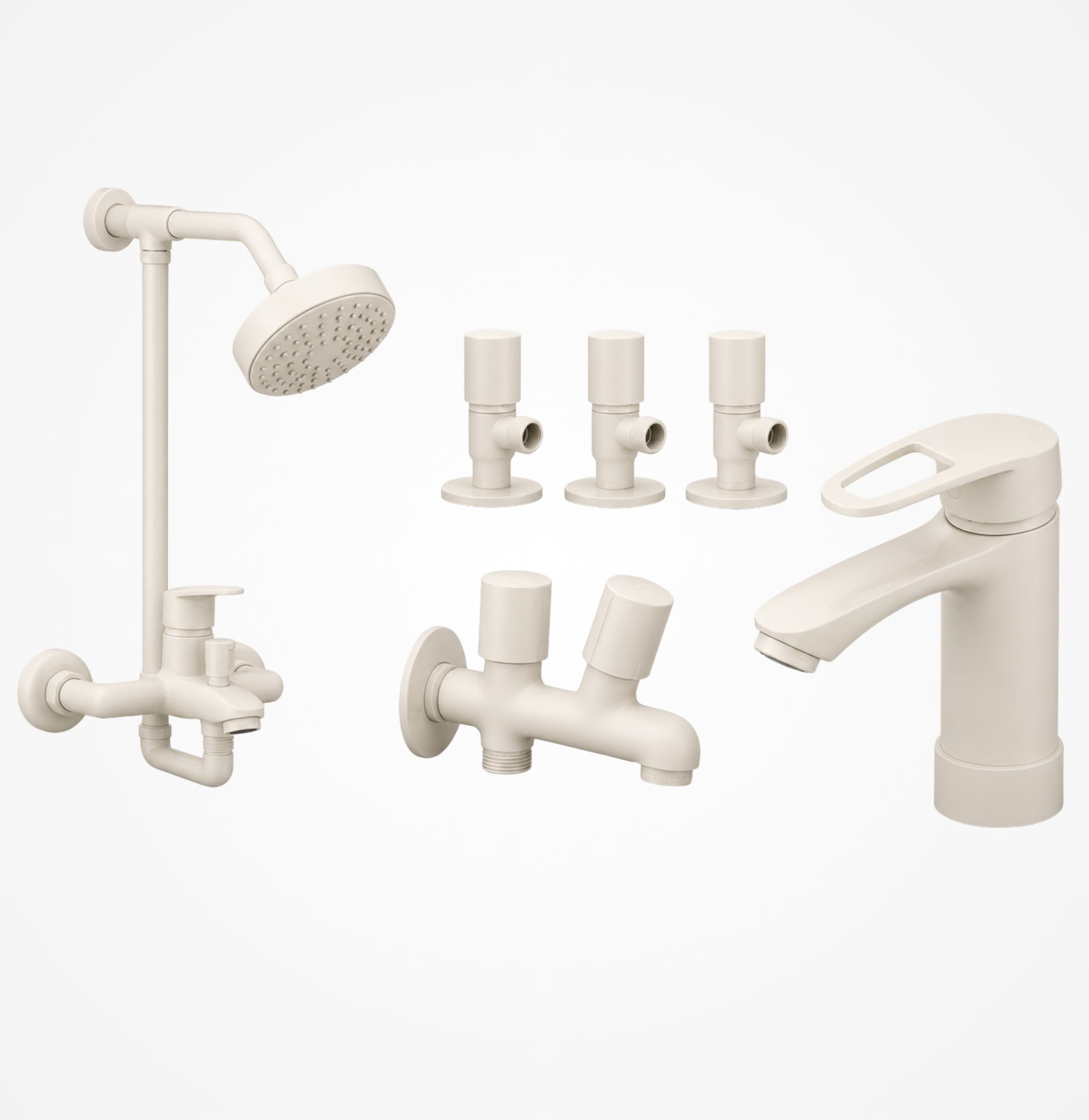 3 Star Pure Complete Bathroom Set 8-Pcs – Off White Finish