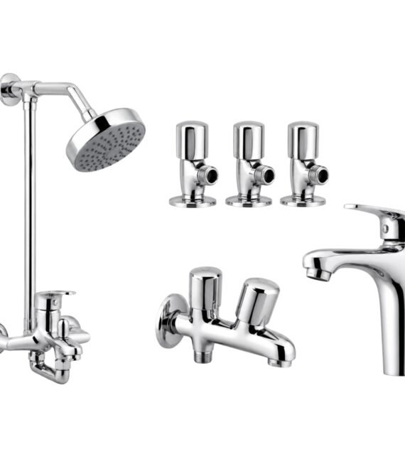 3 Star Caliber Complete Bathroom Set 8-Pcs – Chrome Finish
