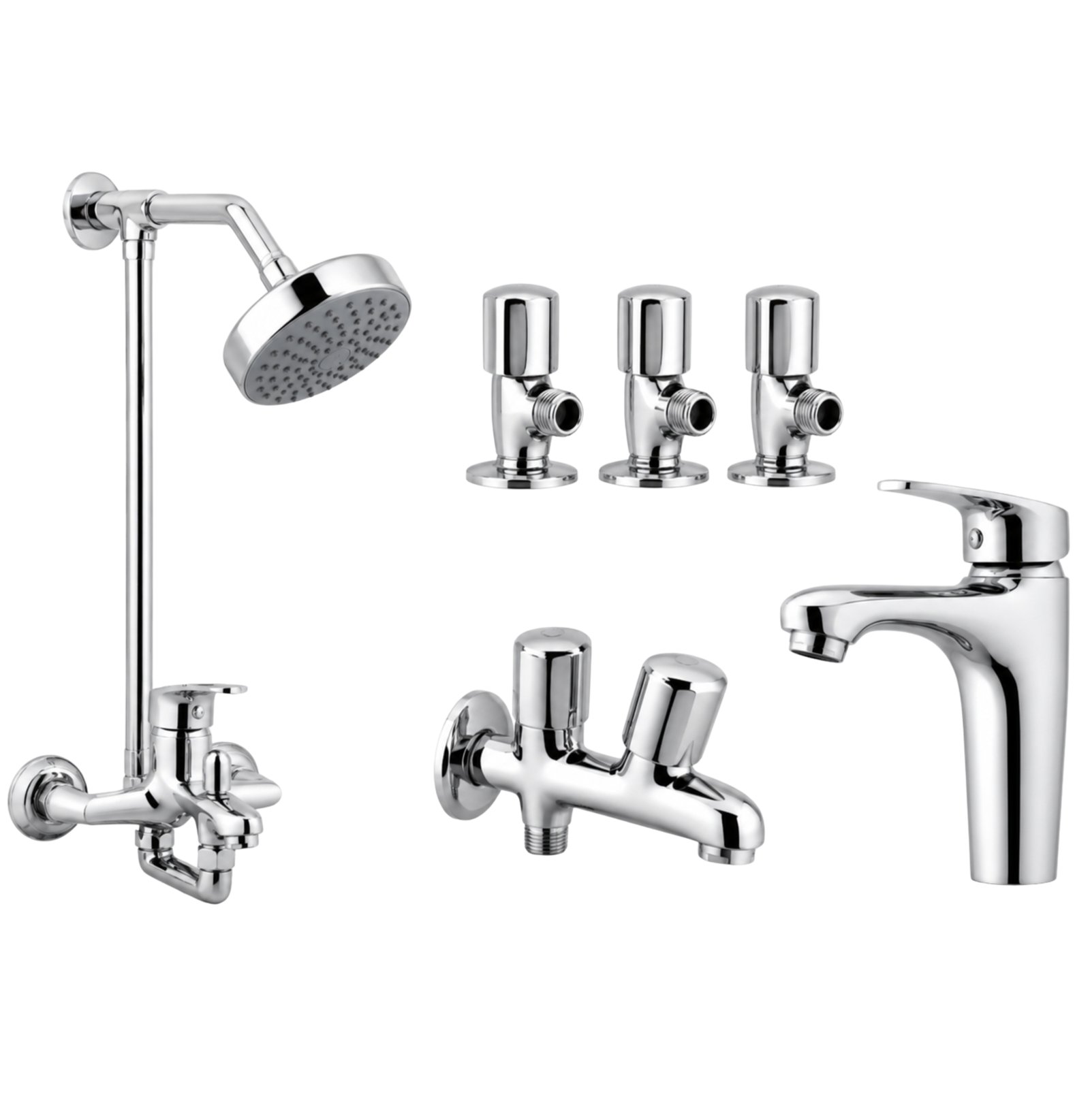 3 Star Caliber Complete Bathroom Set 8-Pcs – Chrome Finish