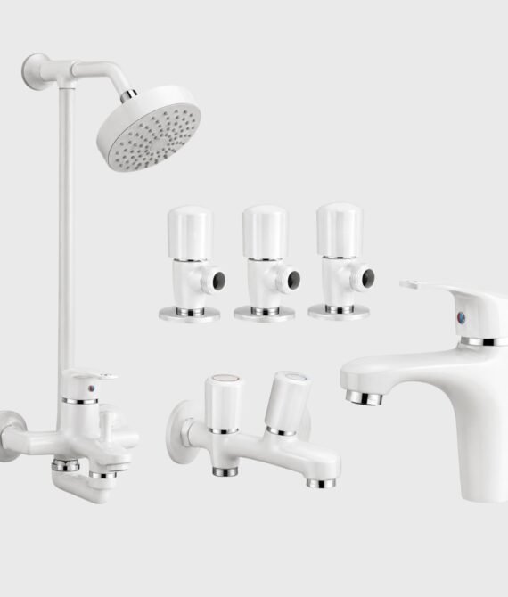 3 Star Caliber Complete Bathroom Set 8-Pcs – White Finish