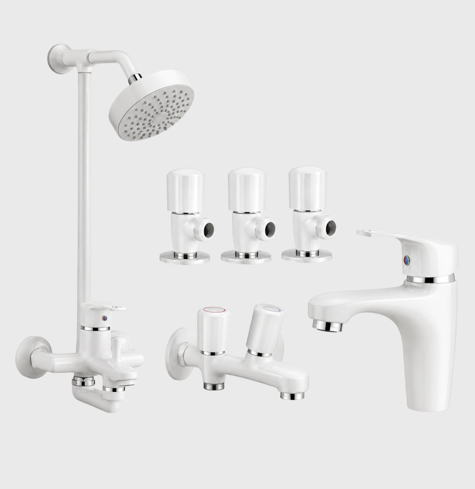 3 Star Caliber Complete Bathroom Set 8-Pcs – White Finish
