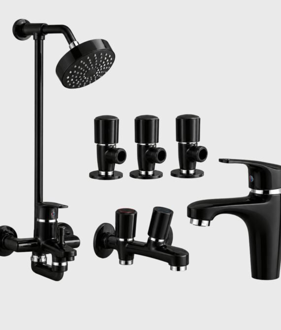 3 Star Caliber Complete Bathroom Set 8-Pcs – Black Finish