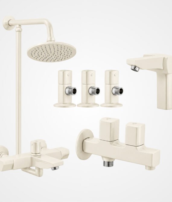 3 Star Elegance Complete Bathroom Set 8-Pcs – Off White Finish