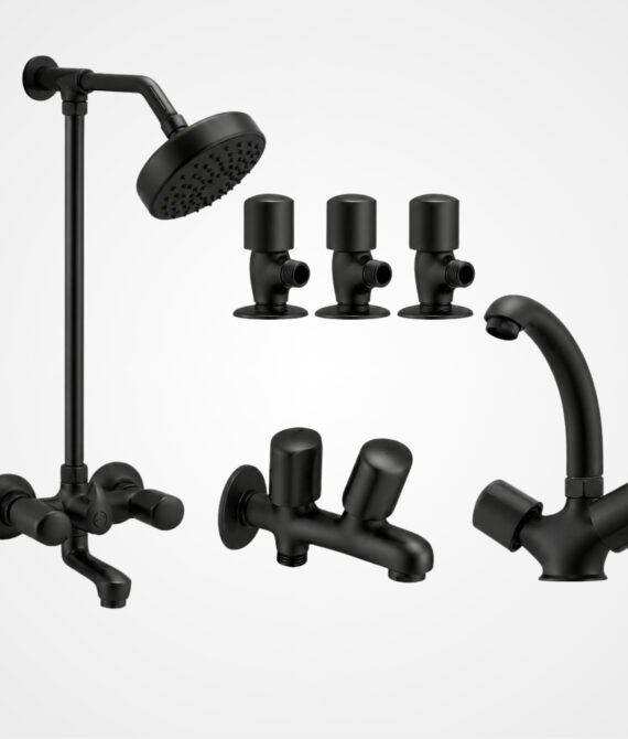 3 Star Standard Black Complete Bathroom Set – 8 Pcs