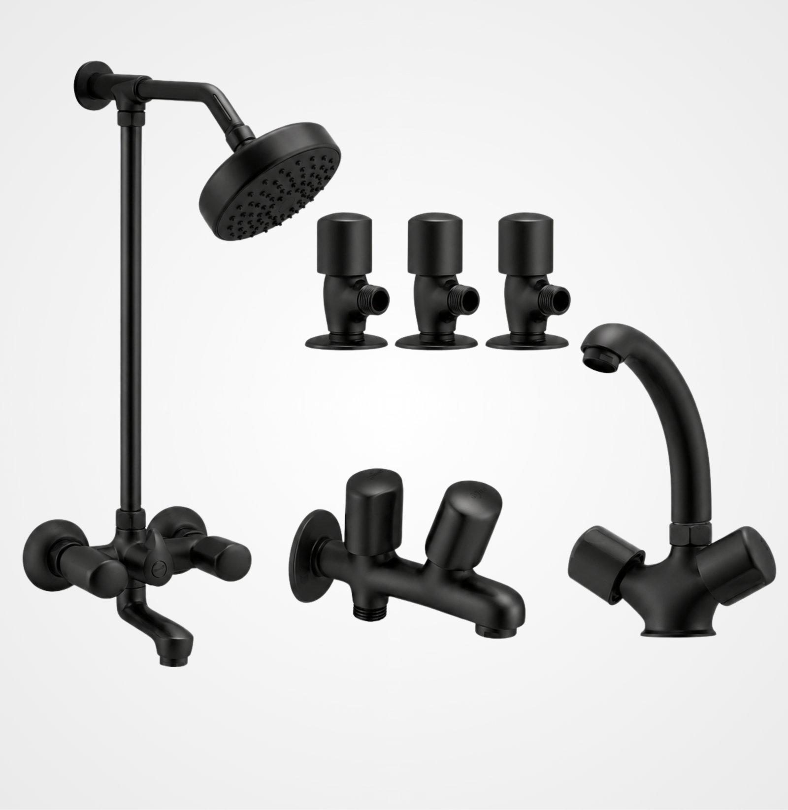 3 Star Standard Black Complete Bathroom Set – 8 Pcs