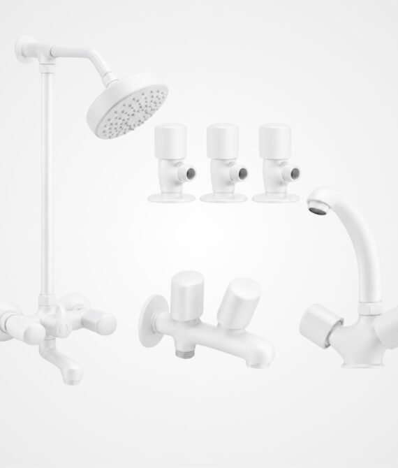 3 Star Standard White Complete Bathroom Set – 8 Pcs