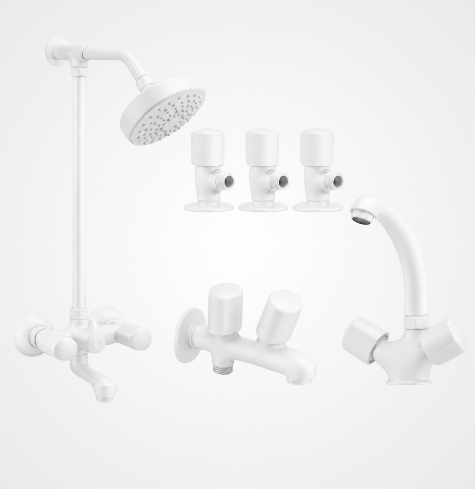 3 Star Standard White Complete Bathroom Set – 8 Pcs