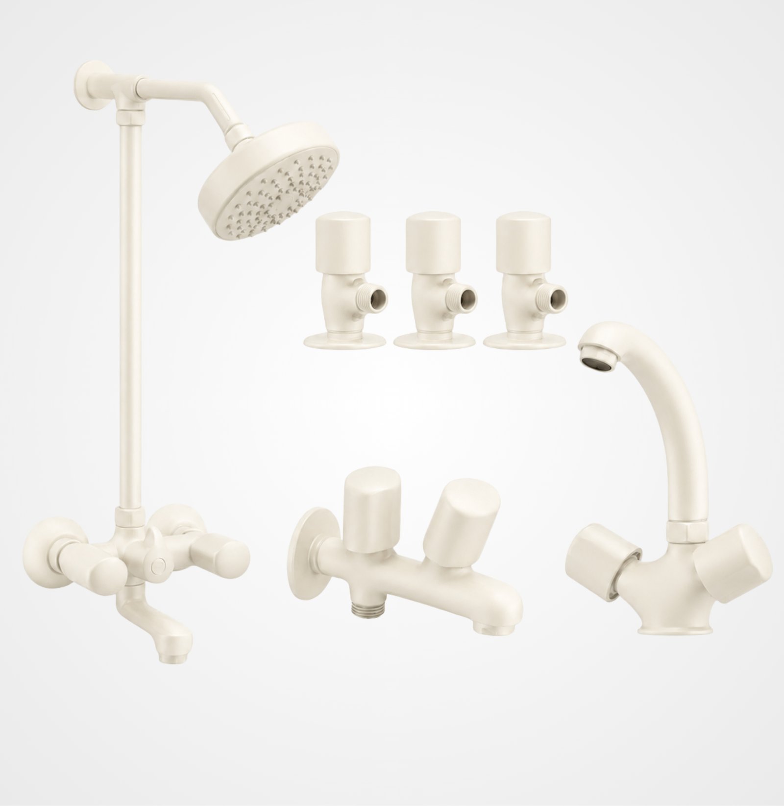 3 Star Standard Off White Complete Bathroom Set – 8 Pcs