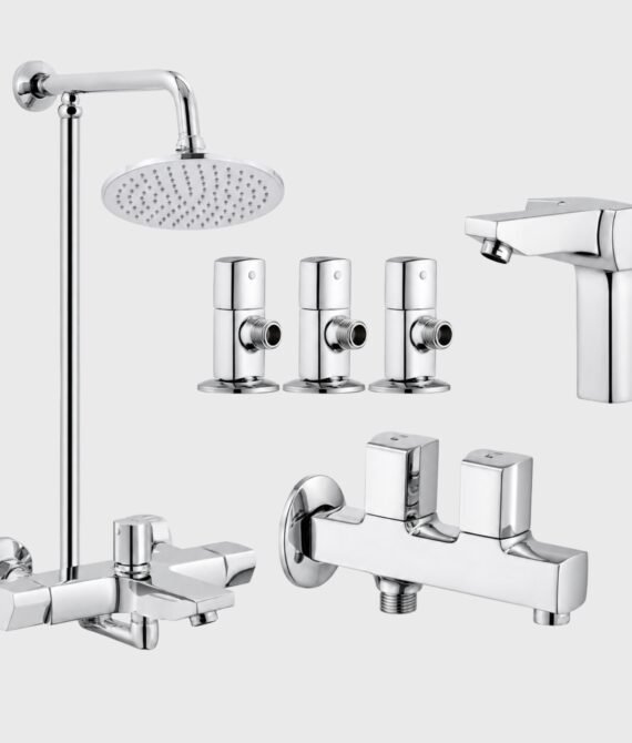 3 Star Elegance Complete Bathroom Set 8-Pcs – Chrome Finish