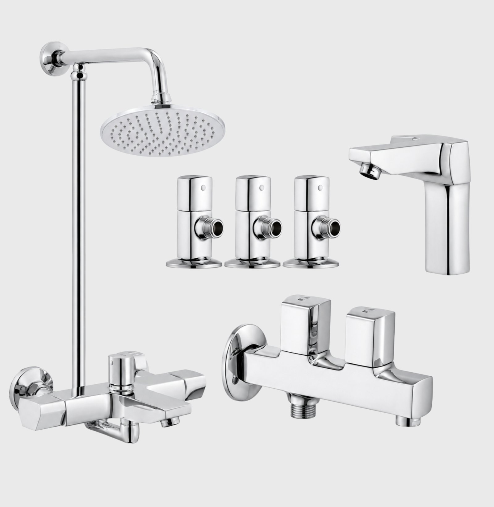 3 Star Elegance Complete Bathroom Set 8-Pcs – Chrome Finish