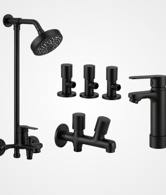 3 Star DUNE Black Complete Bathroom Set – 8 Pieces