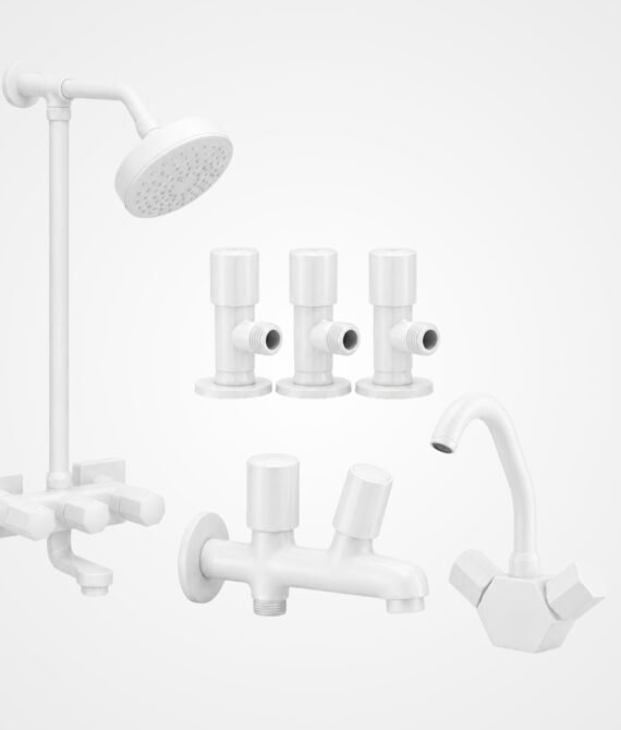 3 Star BUDGET White Complete Bathroom Set – 8 Pieces