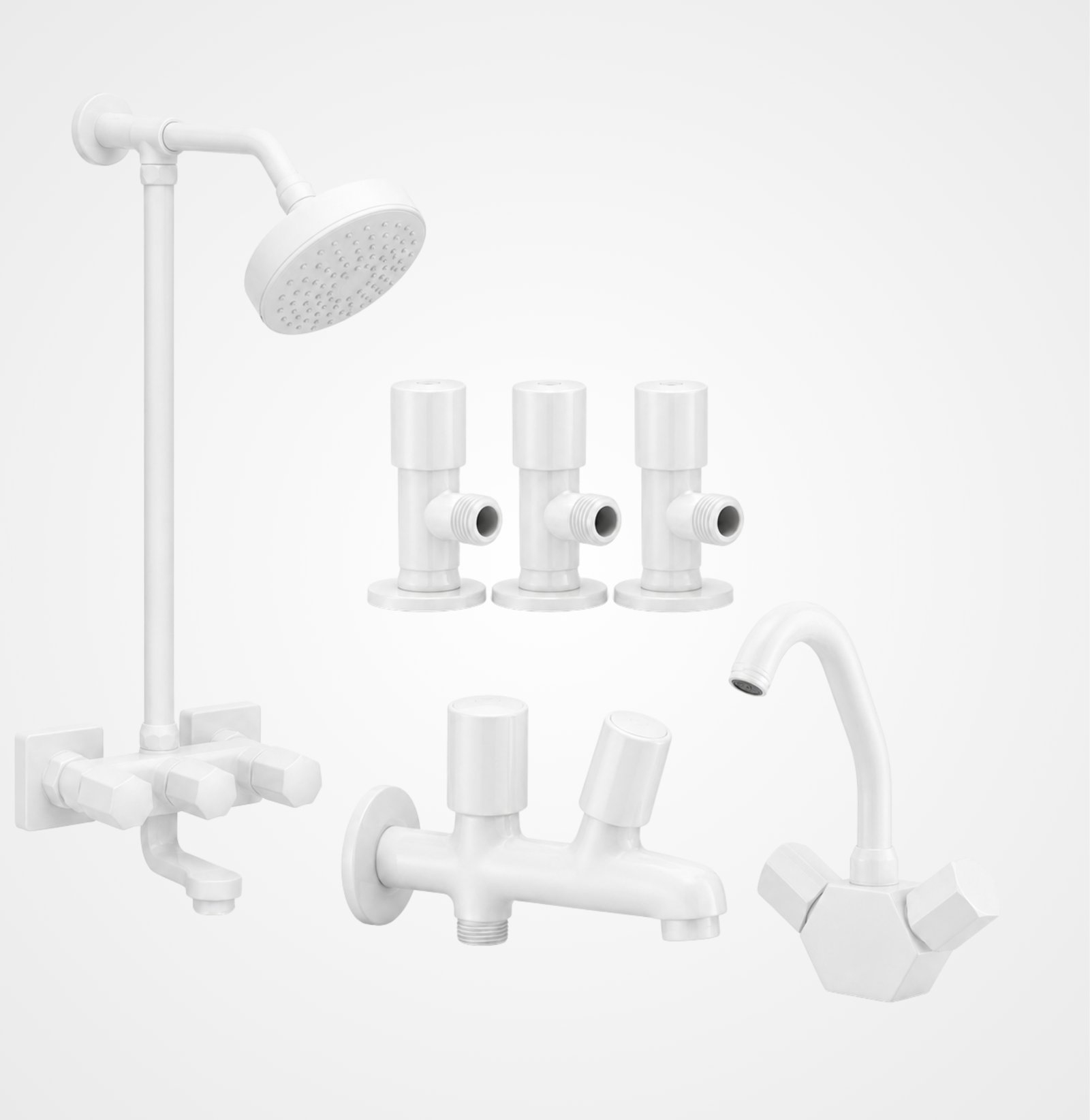 3 Star BUDGET White Complete Bathroom Set – 8 Pieces