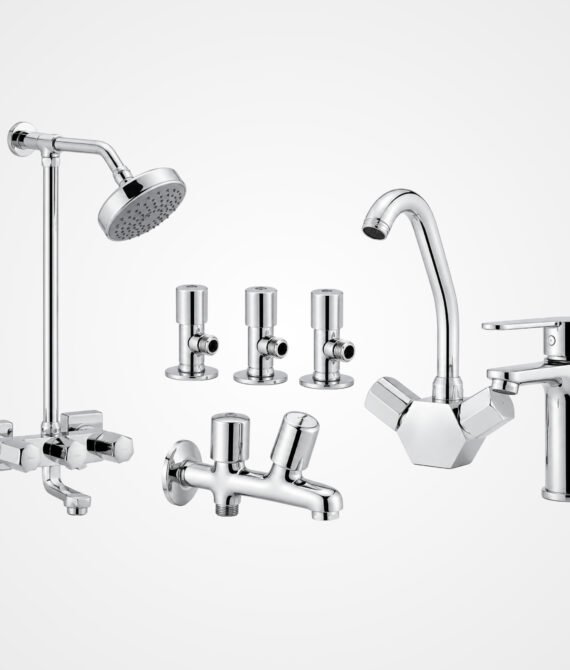 3 Star BUDGET Chrome Complete Bathroom Set – 8 Pieces