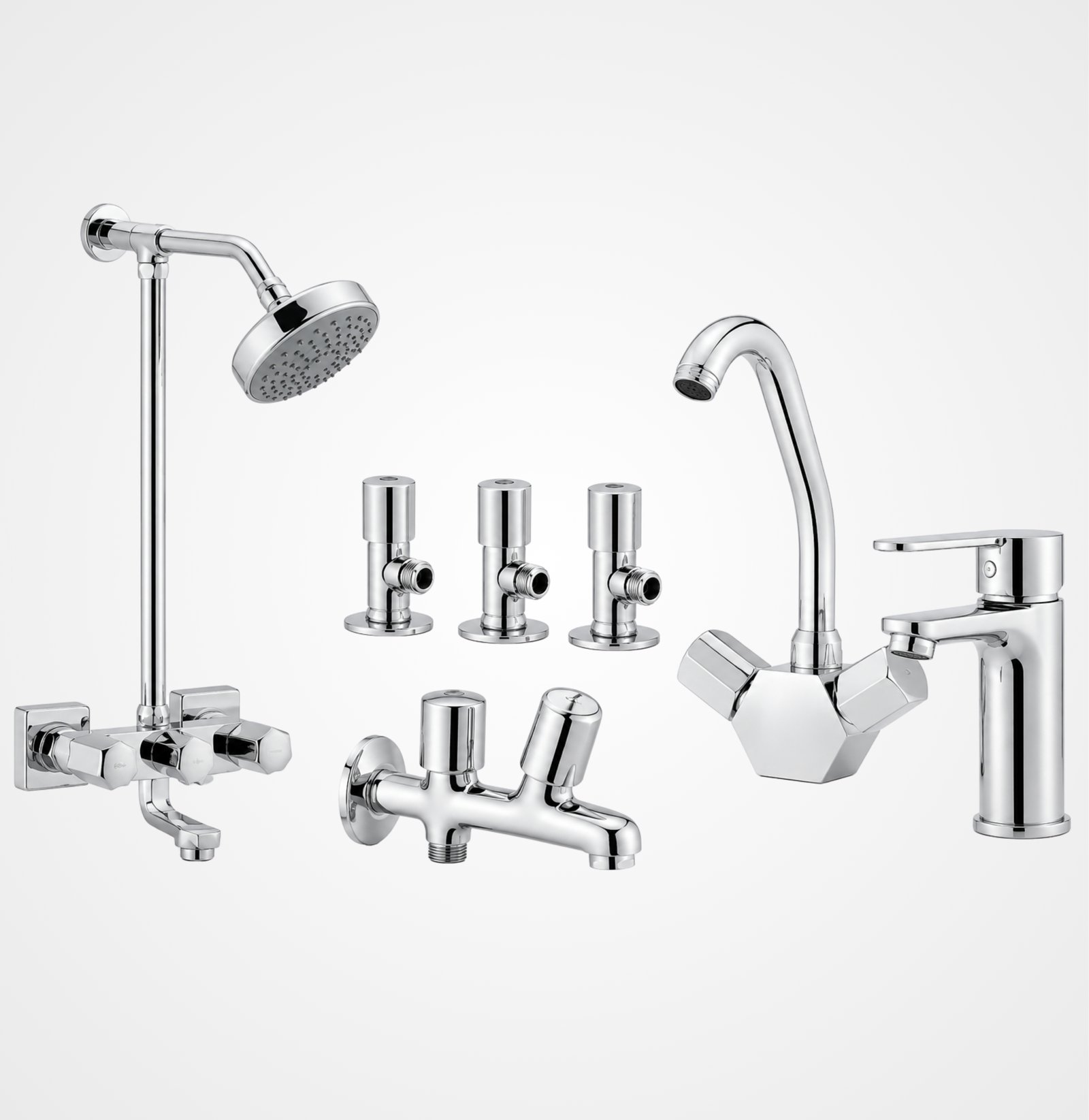 3 Star BUDGET Chrome Complete Bathroom Set – 8 Pieces