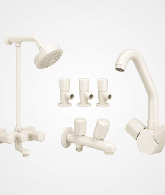 3 Star BUDGET Off White Complete Bathroom Set – 8 Pieces