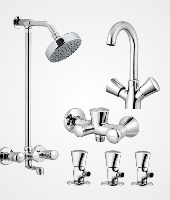 3 Star Econo Chrome Complete Bathroom Set – 8 Pcs