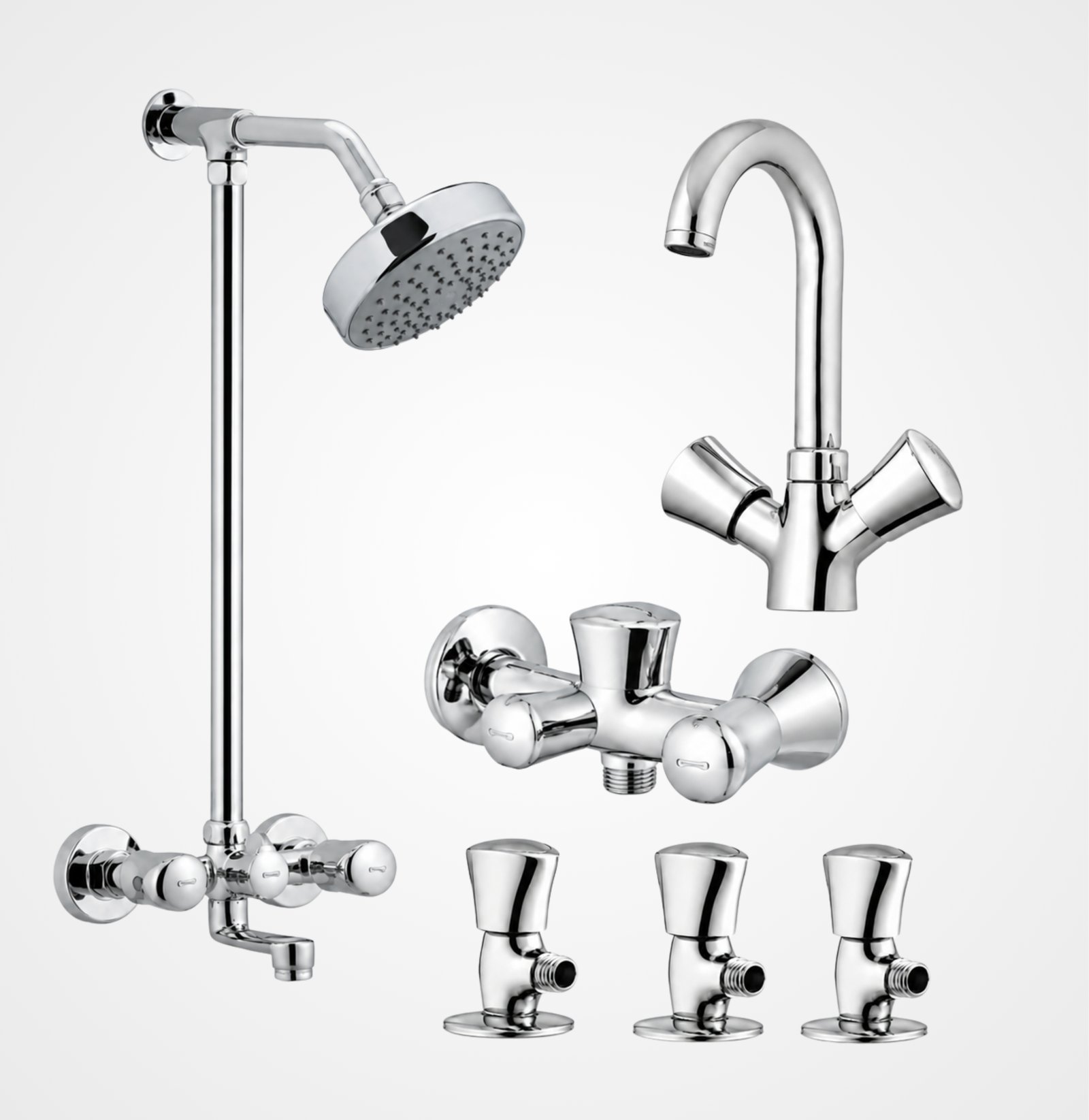 3 Star Econo Chrome Complete Bathroom Set – 8 Pcs