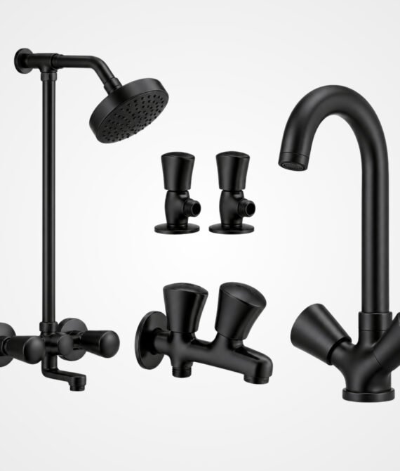 3 Star Econo Black Complete Bathroom Set – 8 Pcs
