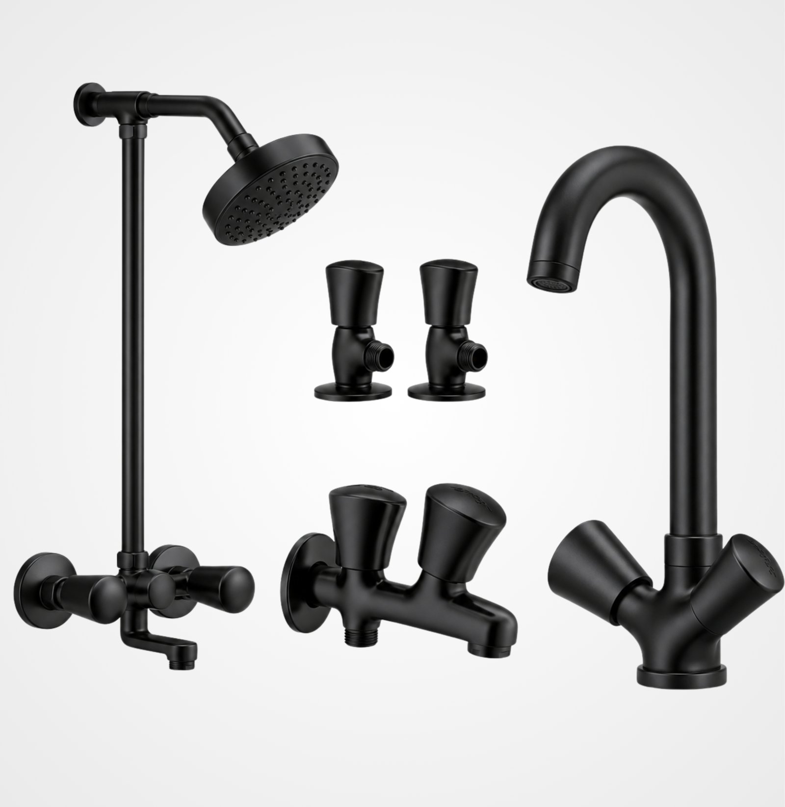 3 Star Econo Black Complete Bathroom Set – 8 Pcs