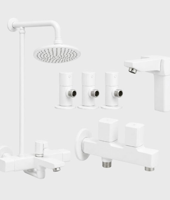 3 Star Elegance Complete Bathroom Set 8-Pcs – White Finish