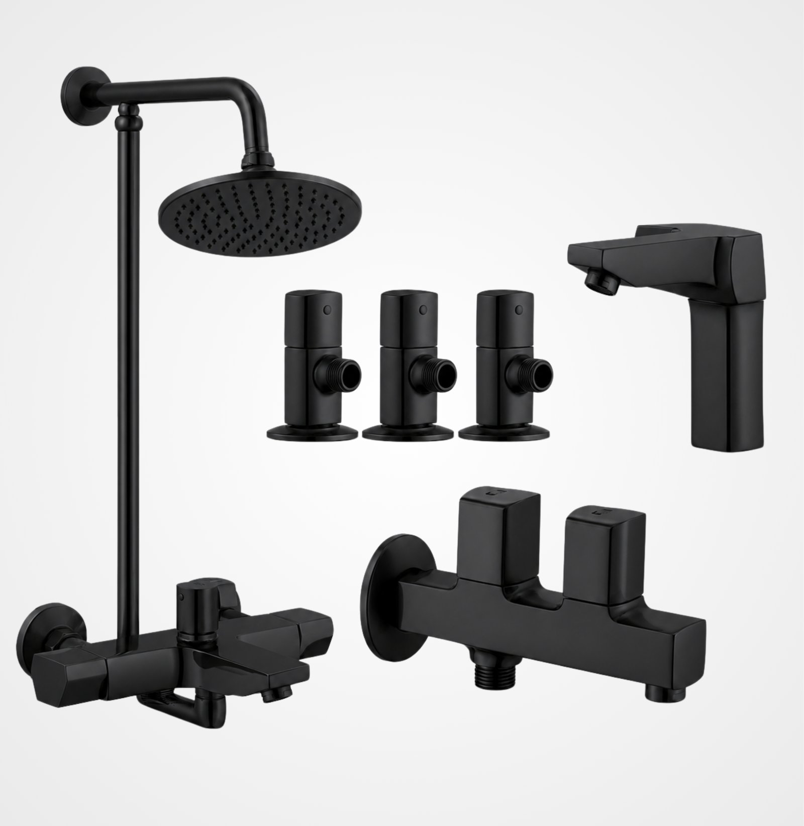 3 Star Elegance Complete Bathroom Set 8-Pcs – Black Finish
