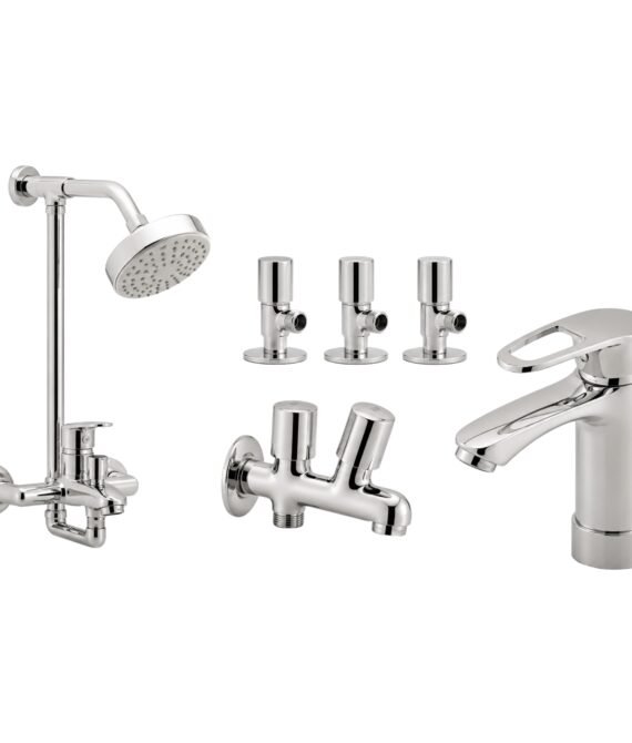 3 Star Pure Complete Bathroom Set 8-Pcs – Chrome Finish