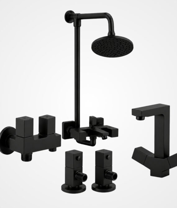 3 Star QUAD Black Complete Bathroom Set – 8 Pieces