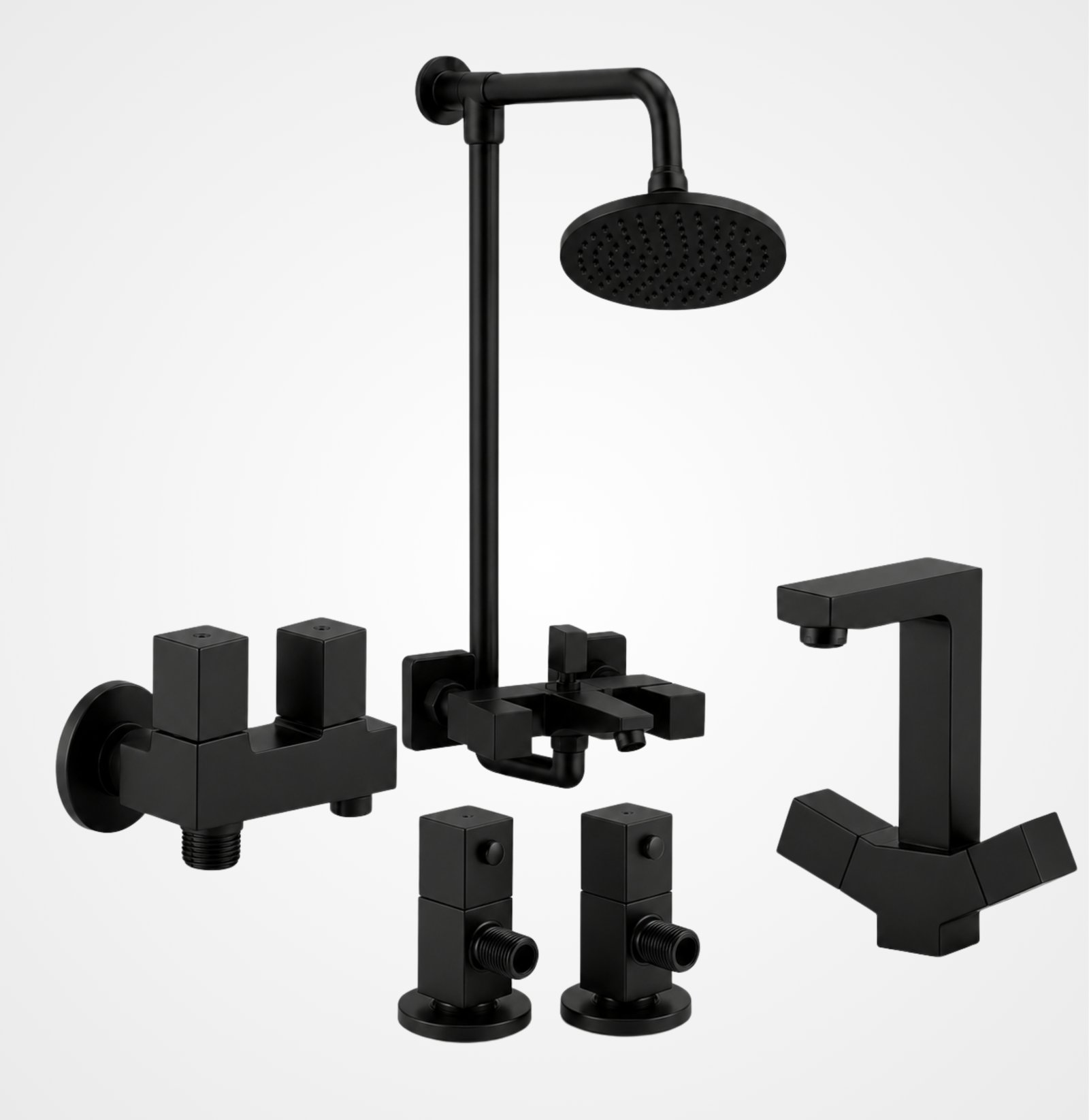 3 Star QUAD Black Complete Bathroom Set – 8 Pieces