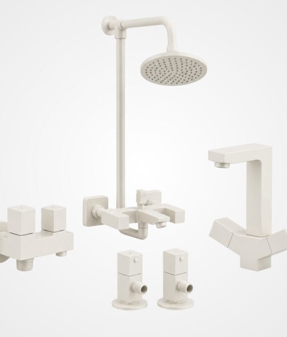 QUAD Off White Complete Bathroom Set – 8 Pieces