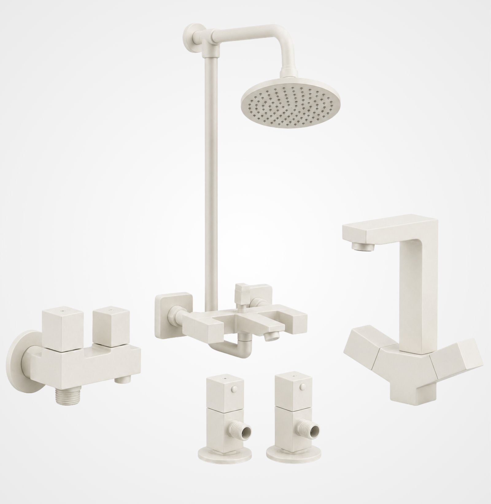 QUAD Off White Complete Bathroom Set – 8 Pieces