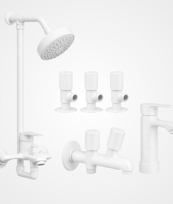 3 Star DUNE White Complete Bathroom Set – 8 Pieces