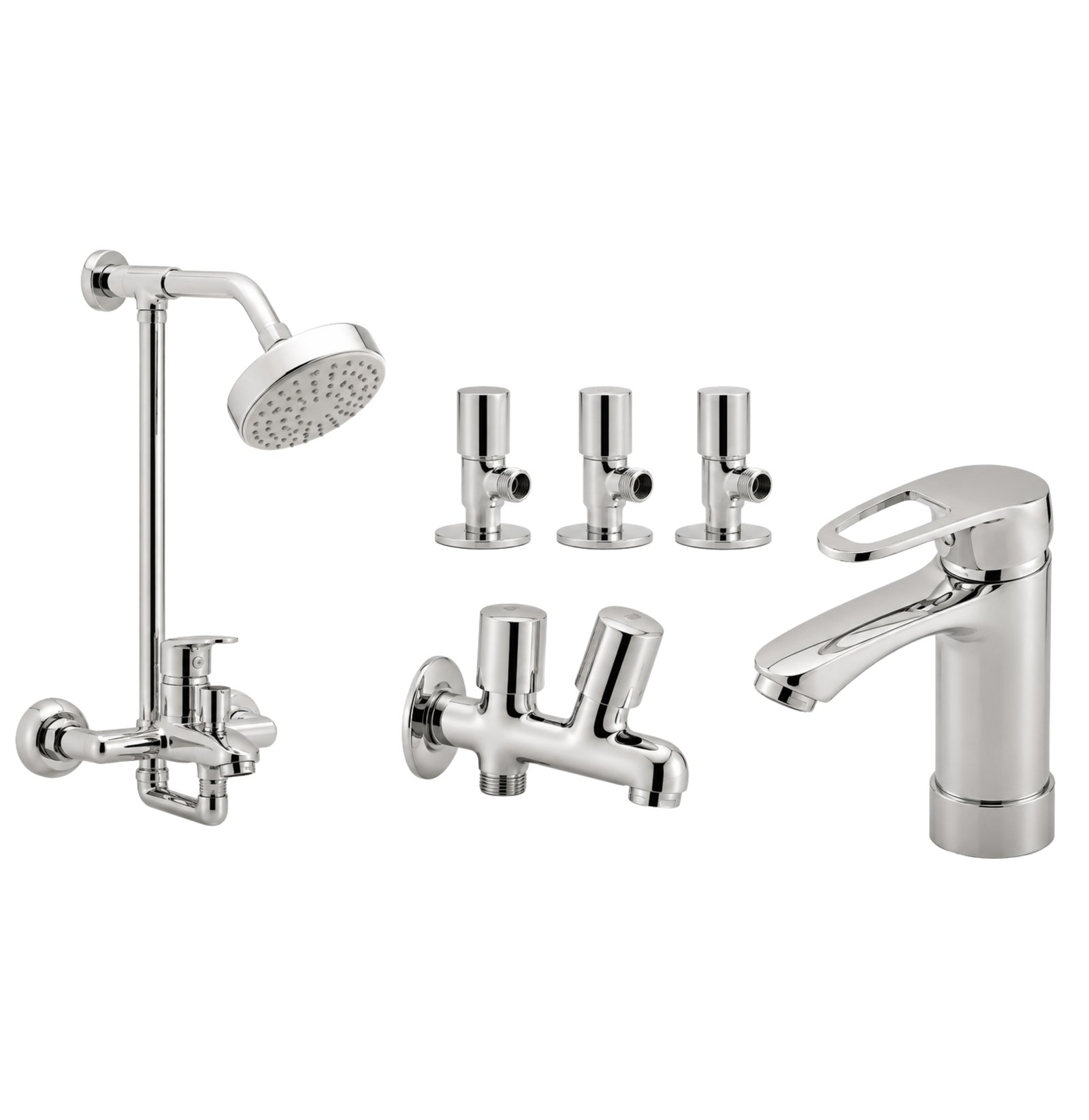 3 Star Pure Complete Bathroom Set 8-Pcs – Chrome Finish