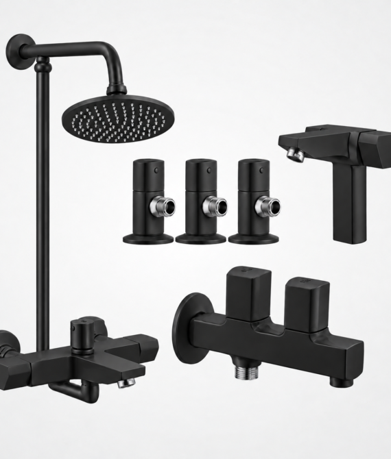 3 Star Elegance Complete Bathroom Set 8-Pcs – Black Finish
