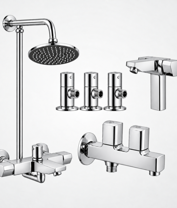 3 Star Elegance Complete Bathroom Set 8-Pcs – Chrome Finish