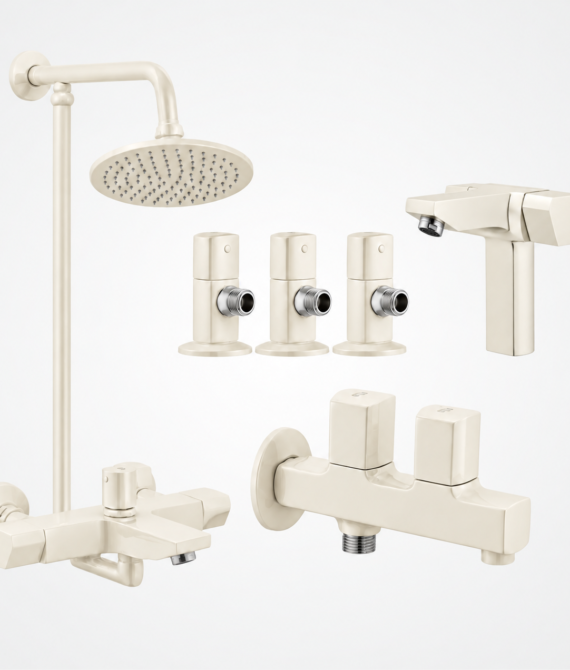 3 Star Elegance Complete Bathroom Set 8-Pcs – Off White Finish