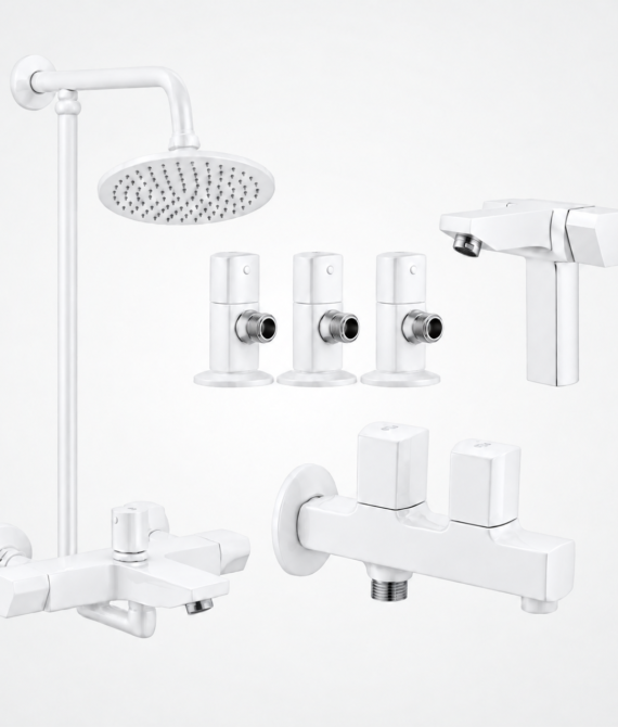 3 Star Elegance Complete Bathroom Set 8-Pcs – White Finish