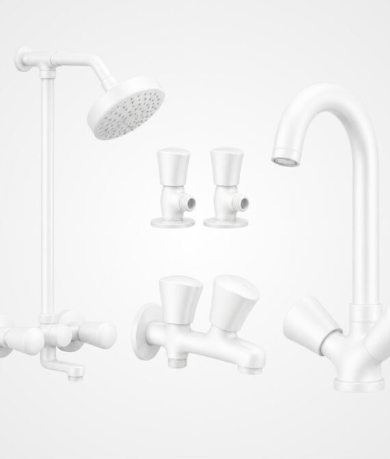 3 Star Econo White Complete Bathroom Set – 8 Pcs
