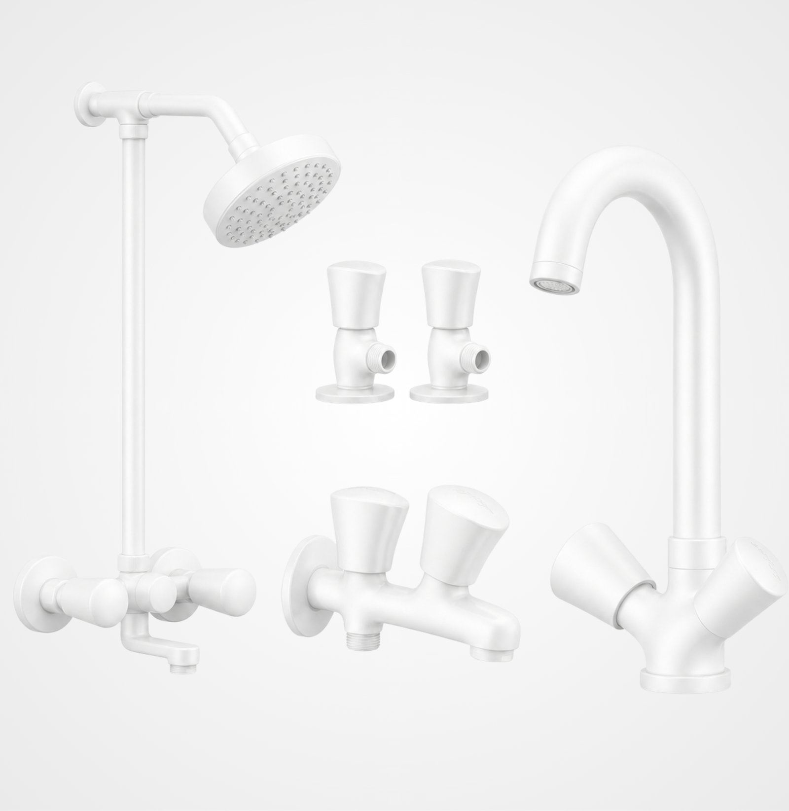 3 Star Econo White Complete Bathroom Set – 8 Pcs