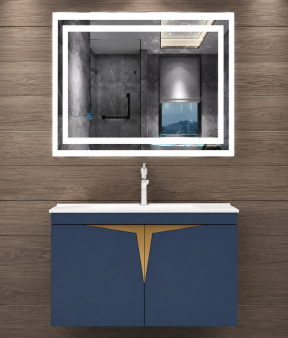 GAP PVC Bathroom Vanity M-516 – Blue & Gold Wall Hanging Cabinet
