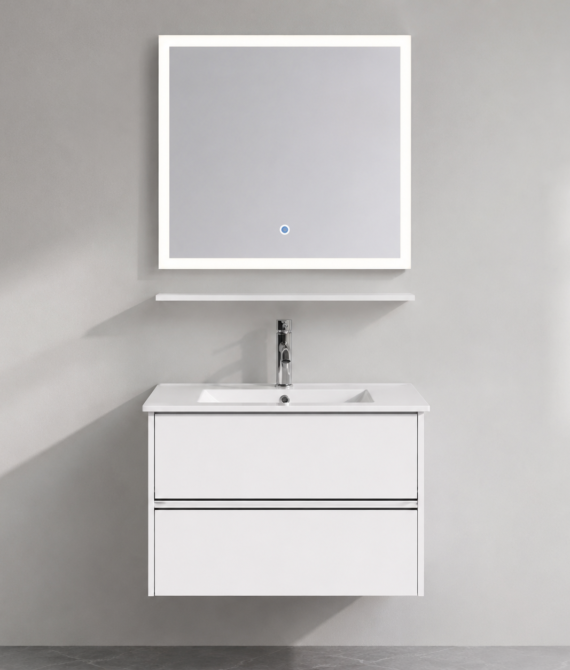 GAP PVC Bathroom Vanity M-518 – White Glossy Wall Hanging Cabinet