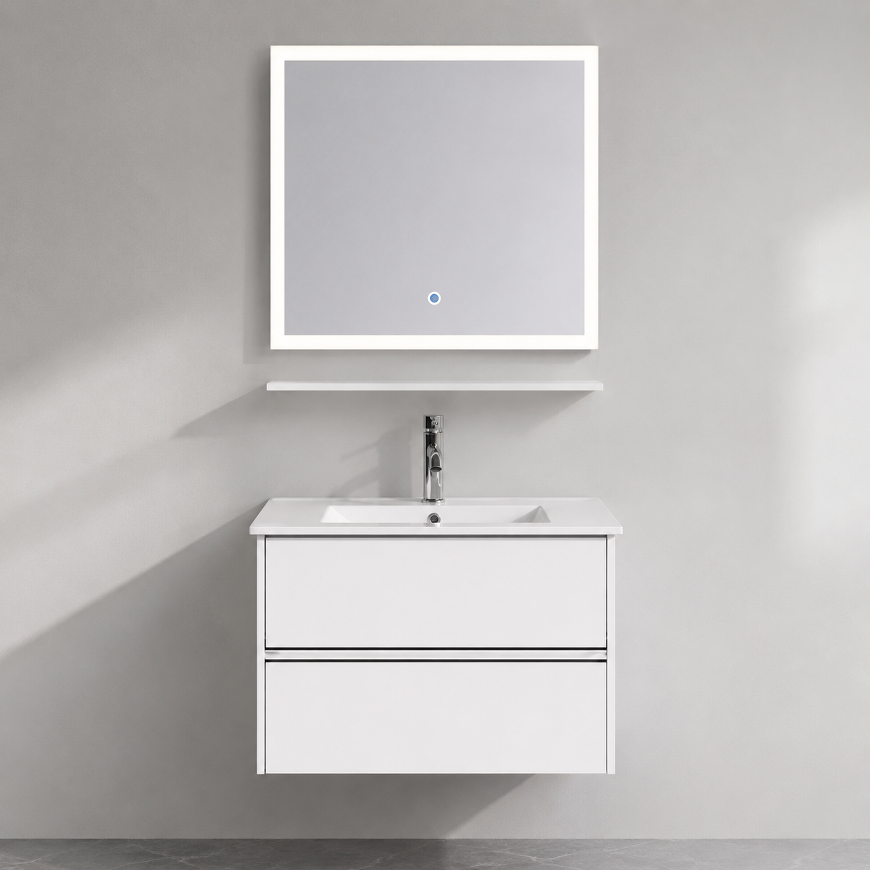 GAP PVC Bathroom Vanity M-518 – White Glossy Wall Hanging Cabinet