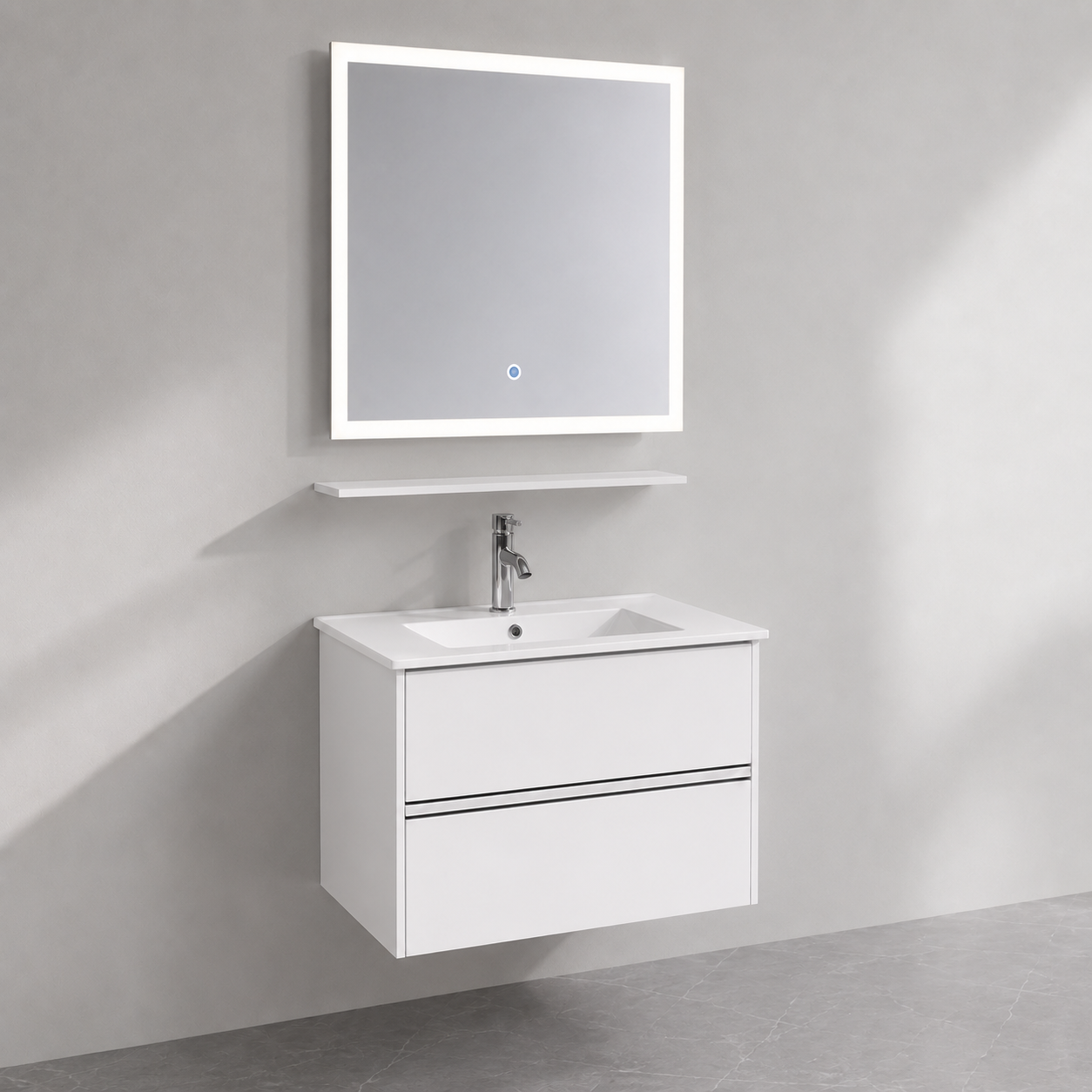 GAP PVC Bathroom Vanity M-518 – White Glossy Wall Hanging Cabinet - Image 4