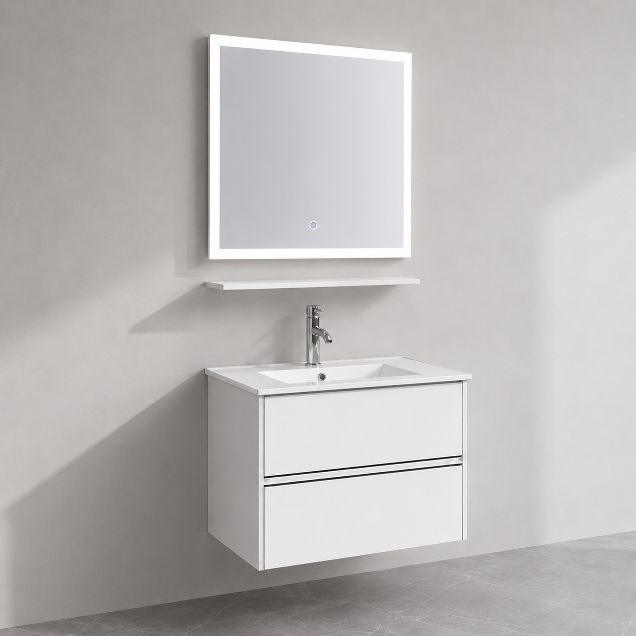 GAP PVC Bathroom Vanity M-518 – White Glossy Wall Hanging Cabinet - Image 3